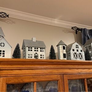 Elegant Silver Holiday Village Set